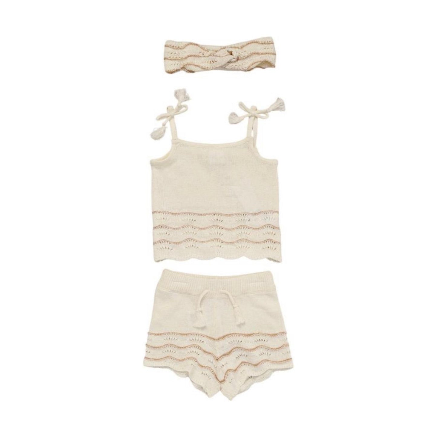 knitted wave 3 piece short set