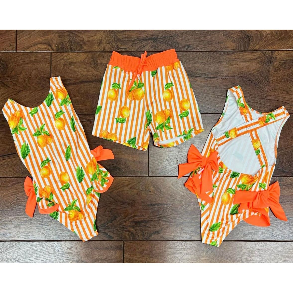 Baby Orange Strip Swim Suit (3-18 Months)