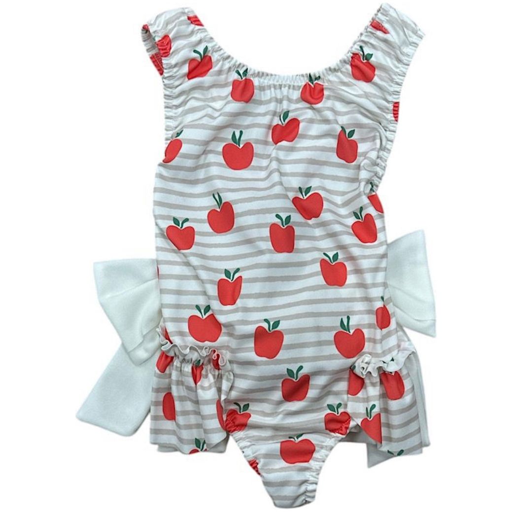 Strawberry striped bow swimsuit,